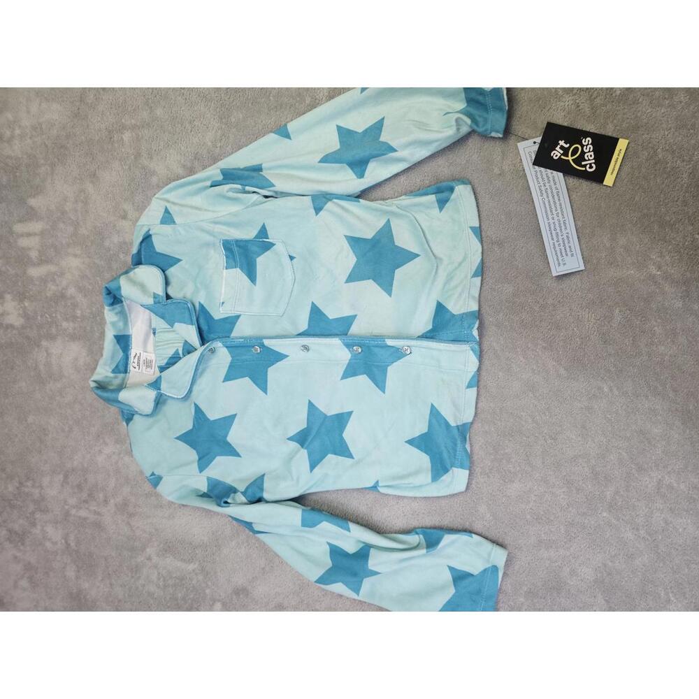 New Art Class Girls Pajama Set Long Sleeve Top W/Pocket & Shorts W/Stars M 10/12